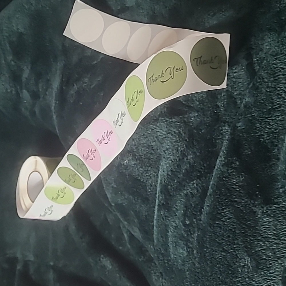 100 ct 1.5"  Thank You stickers. 6 different colors are super sticky.